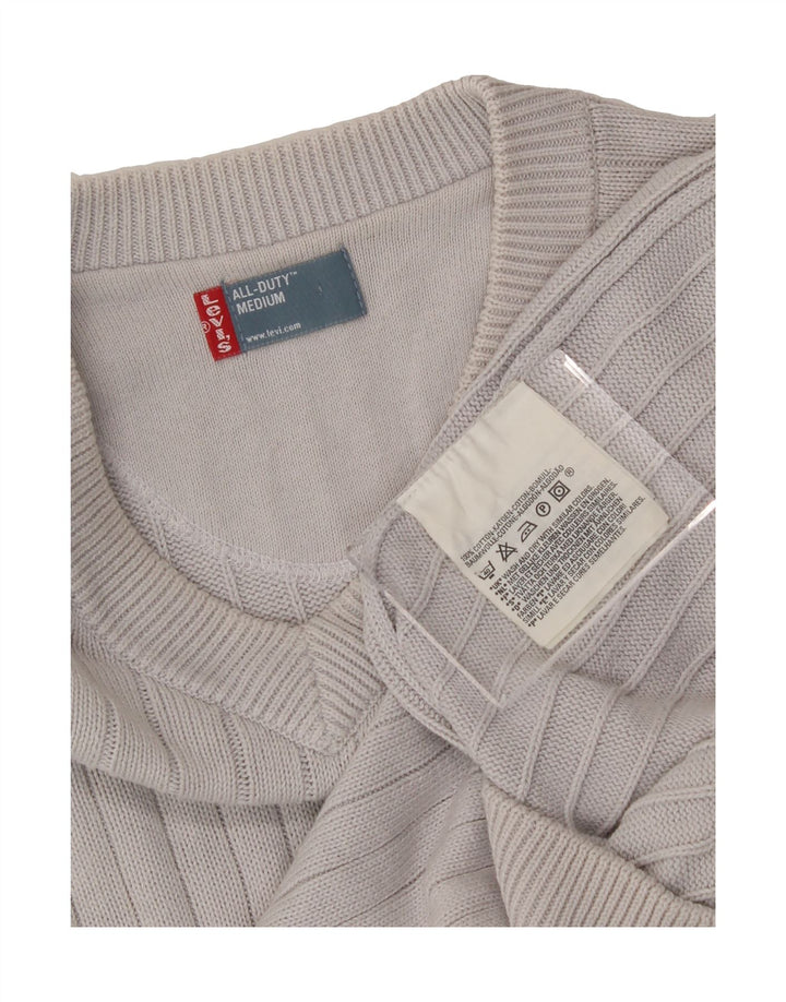 LEVI'S Mens V-Neck Jumper Sweater Medium Grey Cotton Vintage Levi's and Second-Hand Levi's from Messina Hembry 