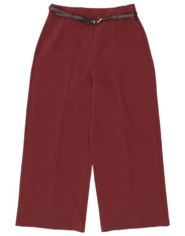 Zara Damskie spodnie typu casual z wysokim stanem i szerokimi nogawkami, małe W26 L25 Burgundowe