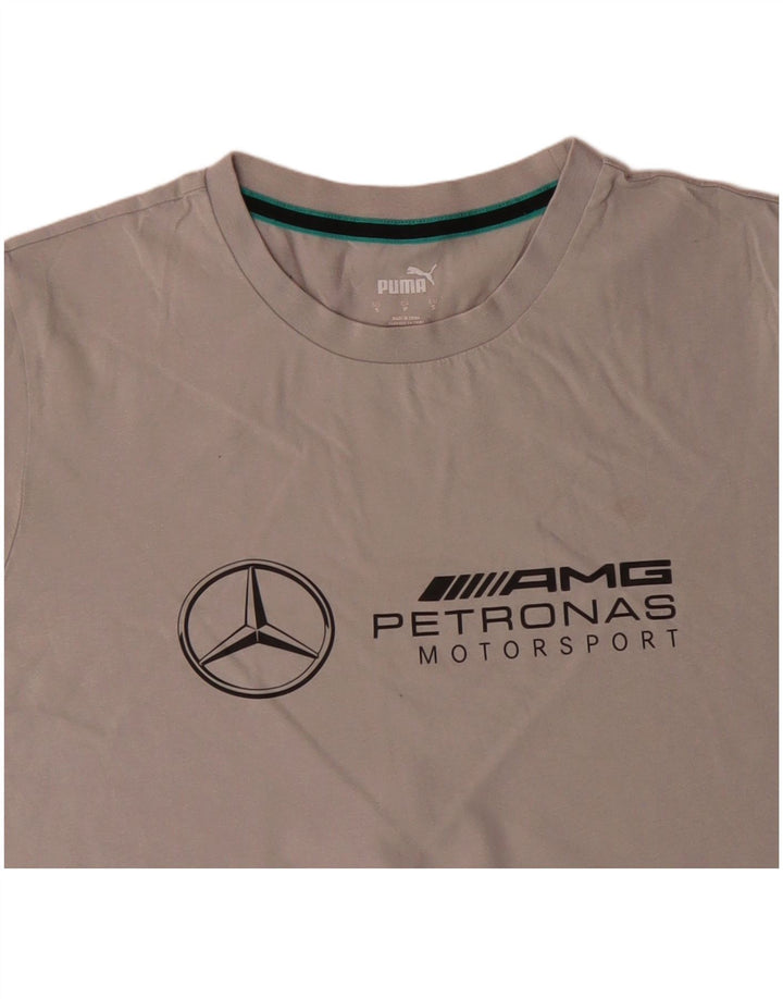 Męski T-shirt z grafiką PUMA, mały, szary, bawełniany