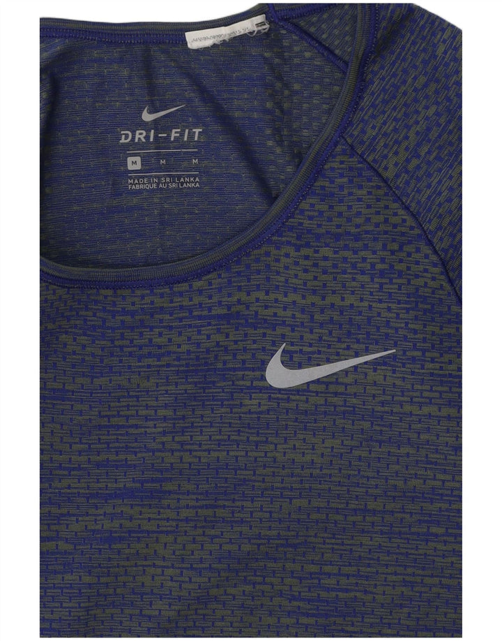 Damska koszulka Nike Dri Fit z długim rękawem, UK 12, średnie niebieskie paski