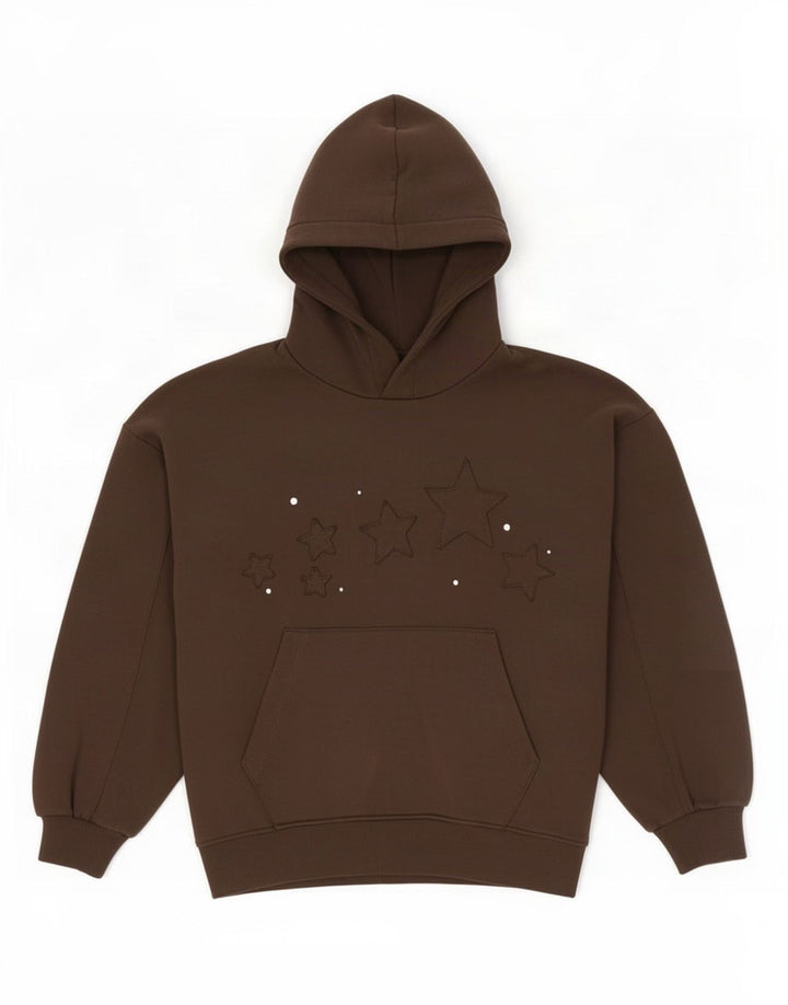 Damski sweter oversize z kapturem i wzorem w abstrakcyjny wzór, UK 10, mały khaki