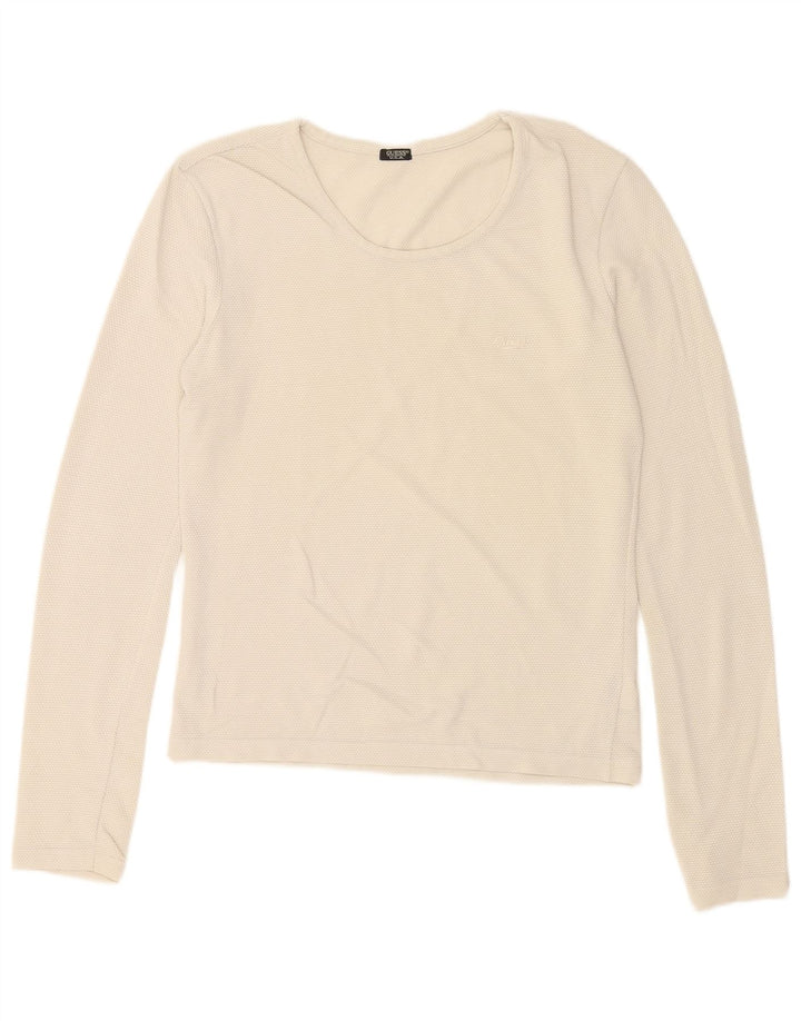 Guess Top damski z długim rękawem UK 14, duży, biały