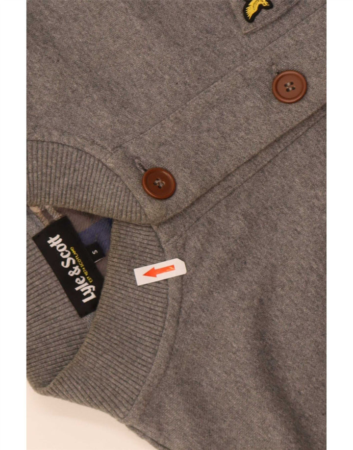 Męski sweter rozpinany Lyle & Scott, mały, szary, bawełniany