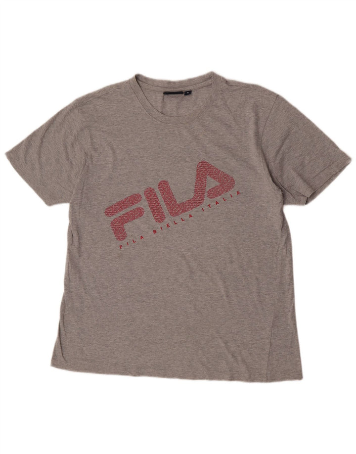 Męski T-shirt z grafiką Fila, średni szary