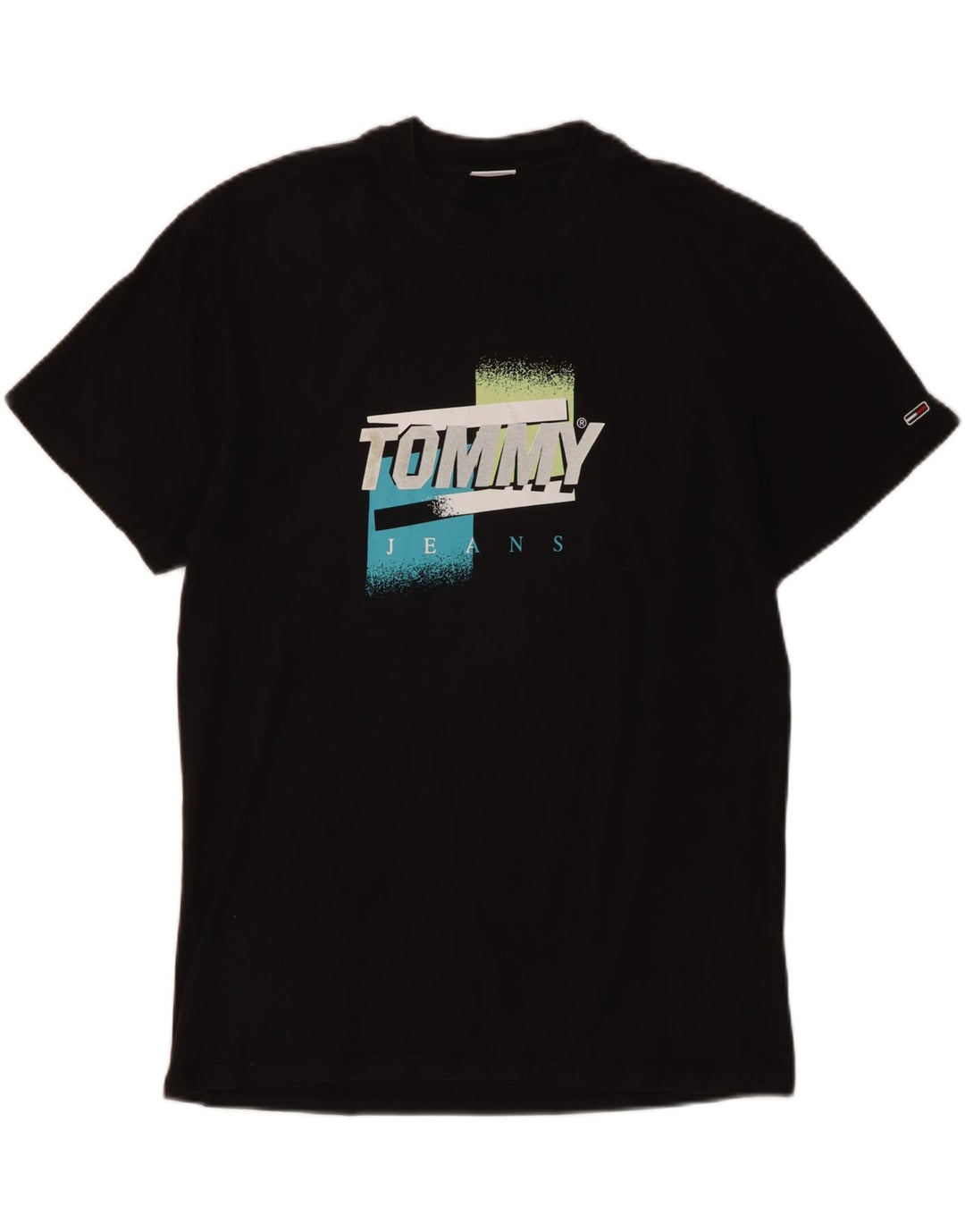 Męska koszulka z grafiką Tommy Hilfiger, średnia, czarna bawełna