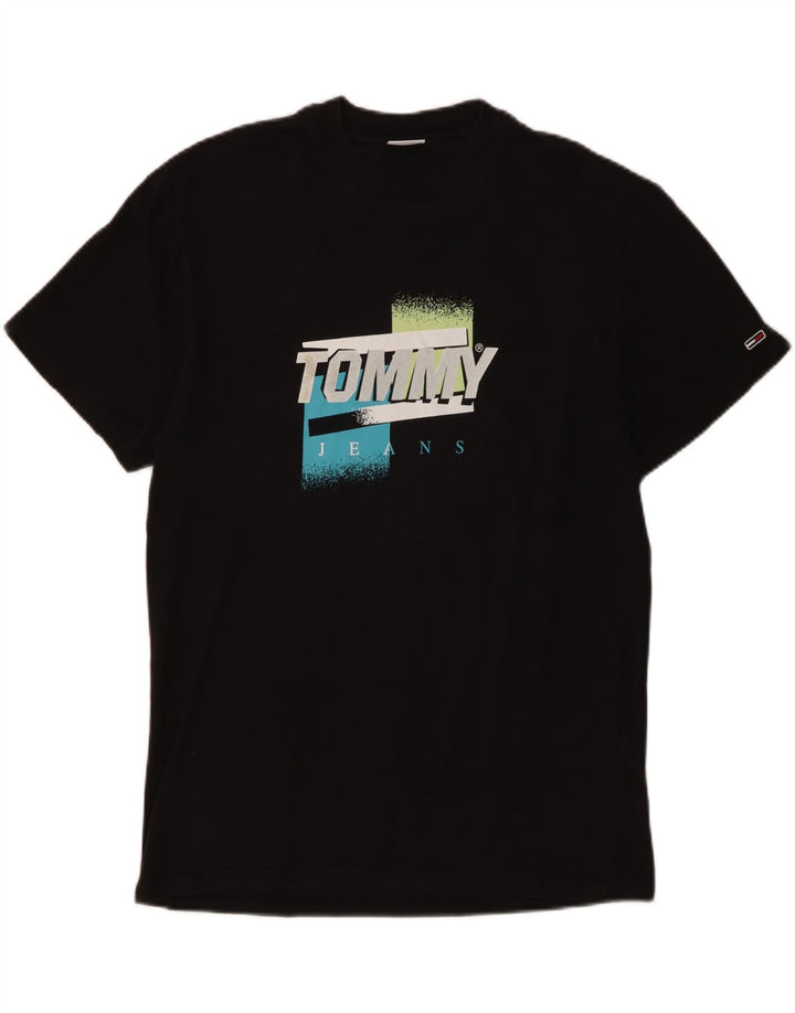 Męska koszulka z grafiką Tommy Hilfiger, średnia, czarna bawełna