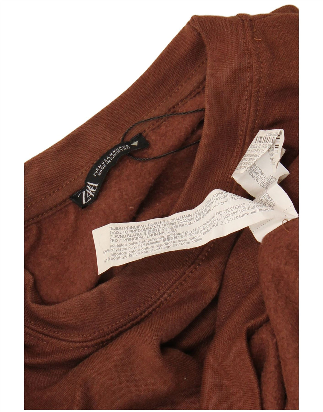 Damski sweter typu Crop Bluza Zara UK 14, średni brązowy poliester