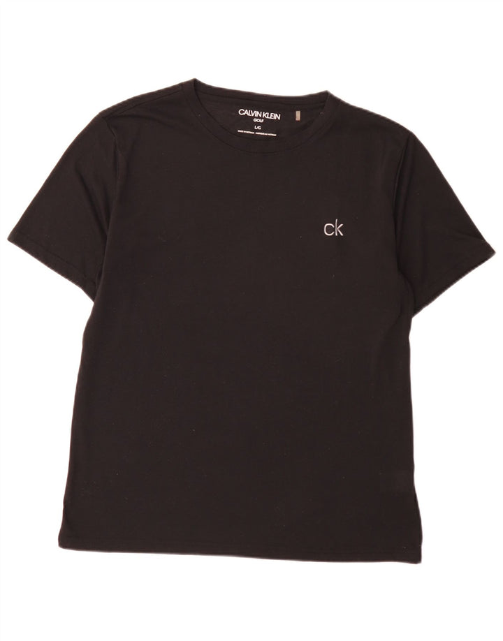 Męska koszulka golfowa Calvin Klein, duża, czarna, poliestrowa
