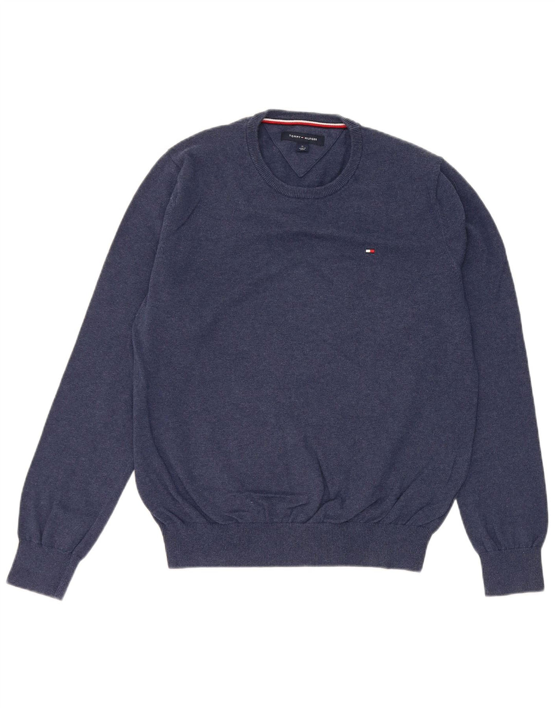 Męski sweter z okrągłym dekoltem Tommy Hilfiger, średni granatowy, bawełniany