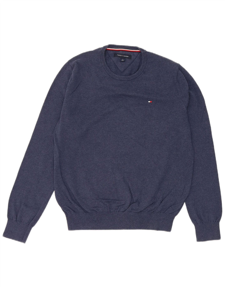 Męski sweter z okrągłym dekoltem Tommy Hilfiger, średni granatowy, bawełniany