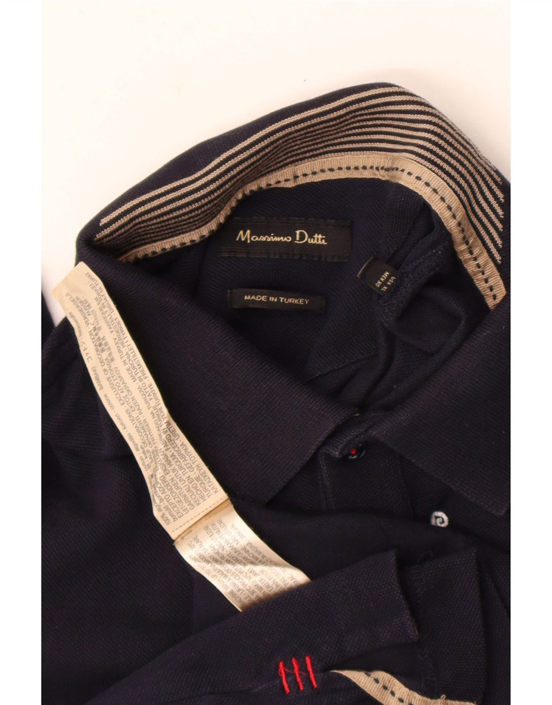 Męska koszulka polo Massimo Dutti z grafiką XL, granatowa, bawełniana