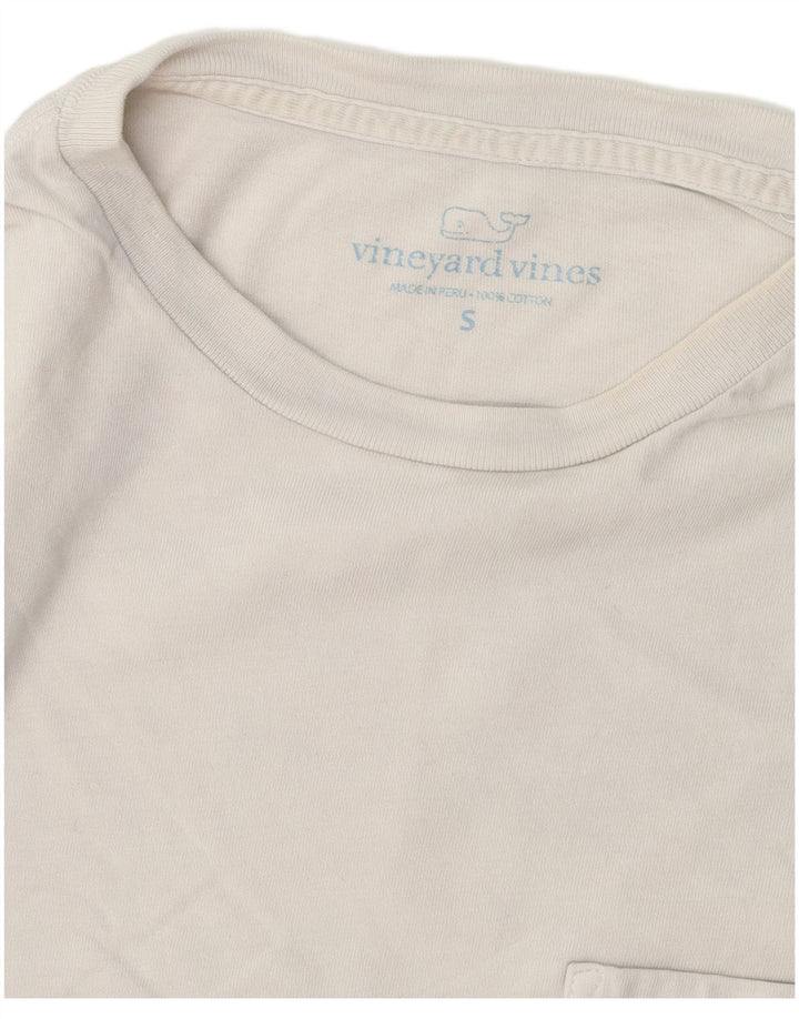 Męski T-shirt z grafiką VINEYARD VINES, mały, złamanej bieli, bawełniany