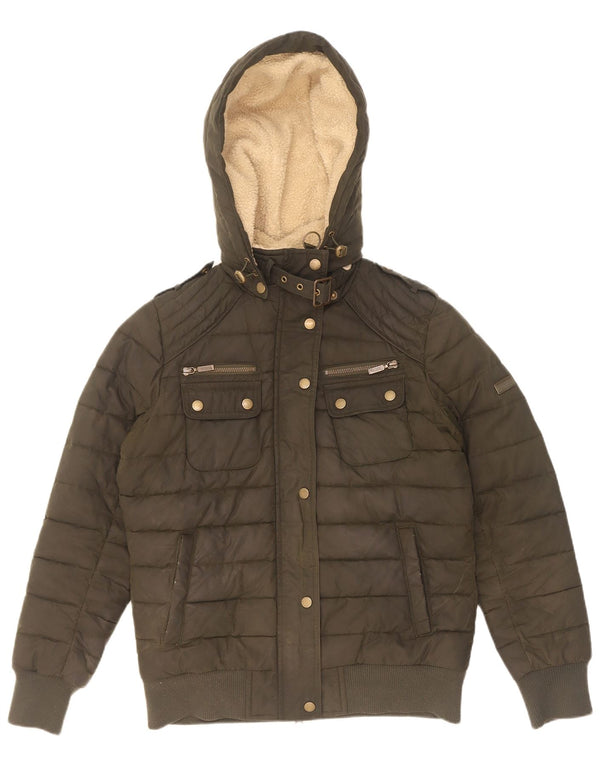 Damska kurtka z kapturem i woskowaną bawełną Barbour UK 12 Medium Khaki