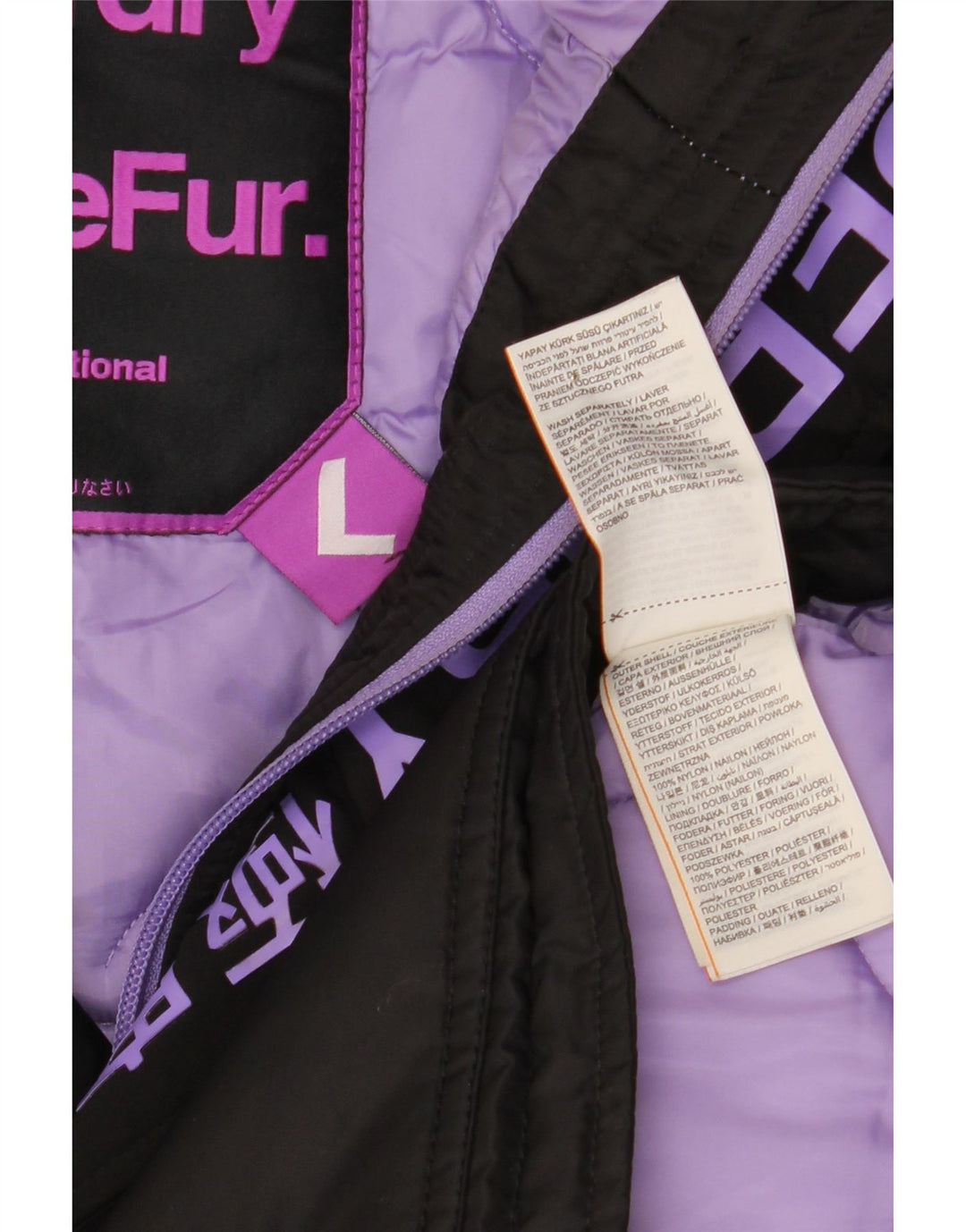 Damska kurtka parka z kapturem Superdry UK 16, duża, czarna, nylonowa, zimowa