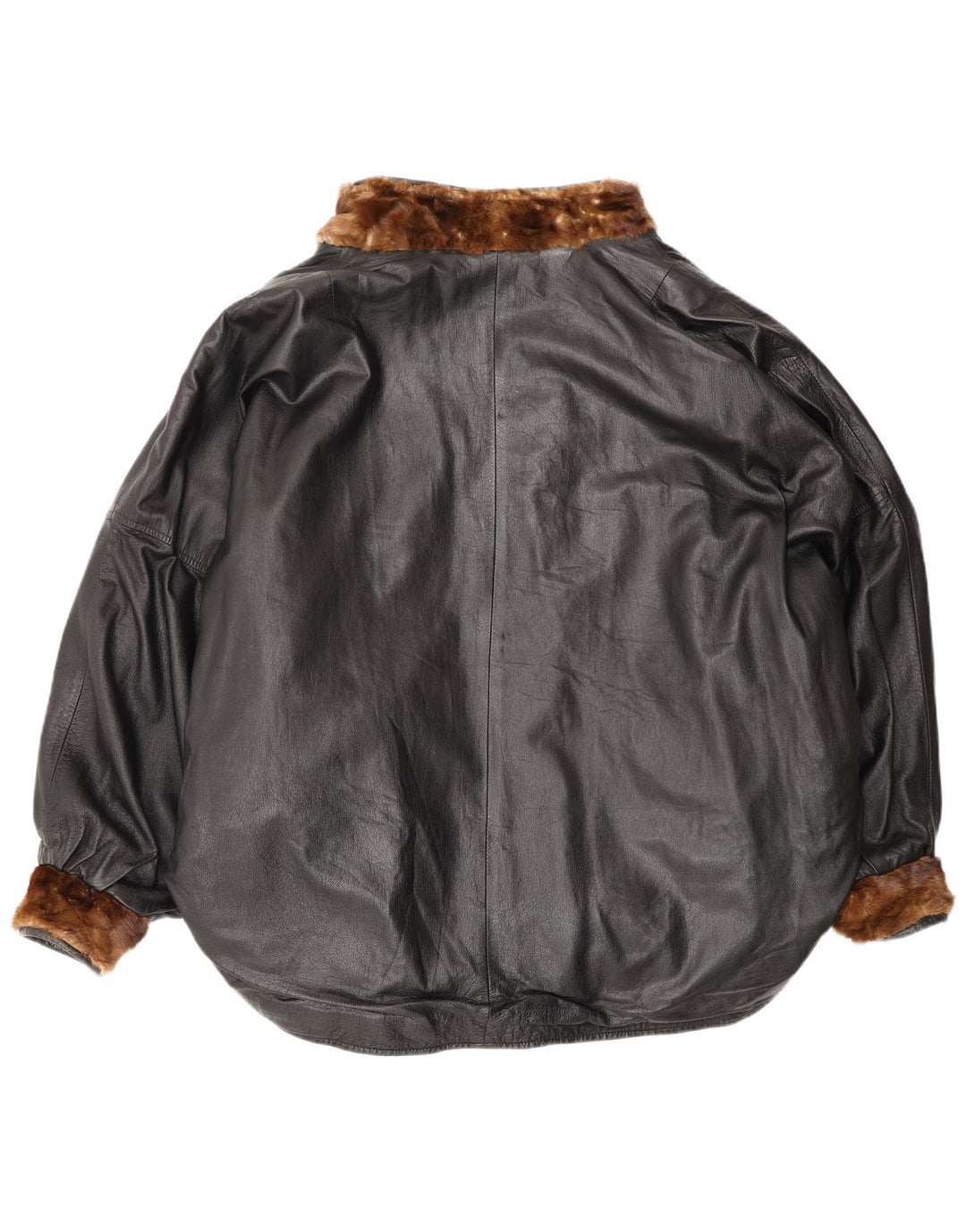 Vintage damska skórzana, dwustronna kurtka oversize UK 20 2XL brązowa