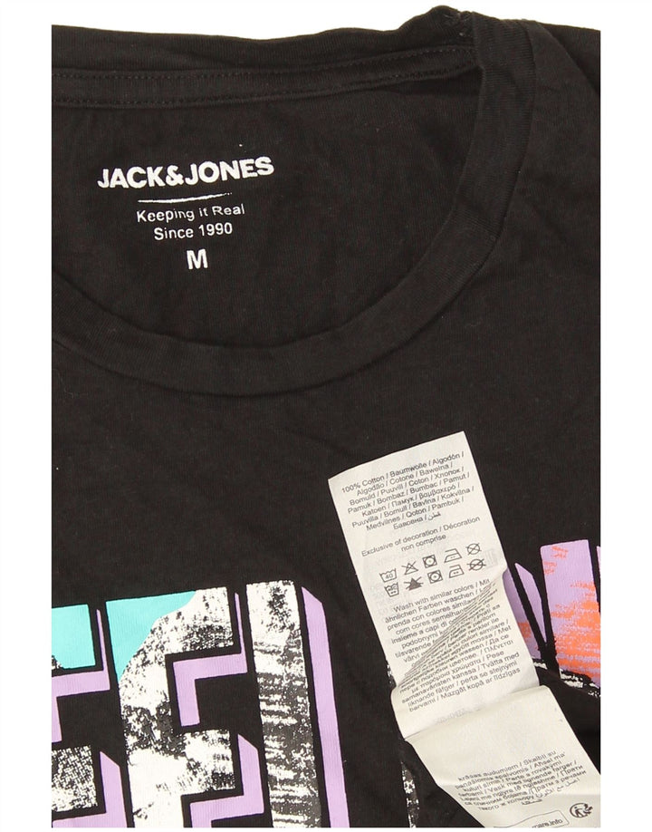 Męski T-shirt z grafiką Jack & Jones, średni czarny, bawełniany