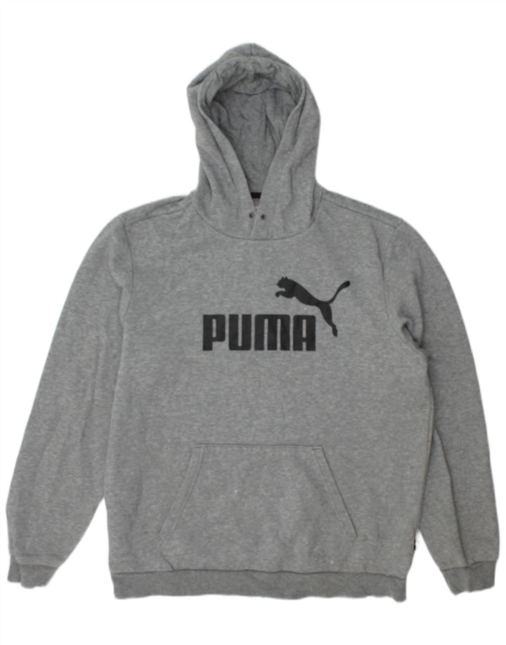 Męski sweter z kapturem Puma z grafiką, duży, szary, bawełniany
