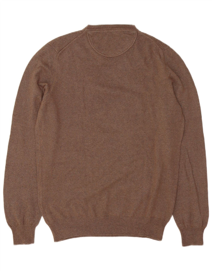 Męski sweter z okrągłym dekoltem Trussardi Jeans, średni brąz