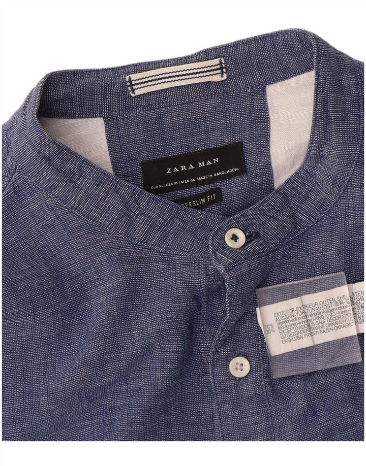Męska koszula pulowerowa Zara Super Slim Fit XL, niebieska, bawełniana