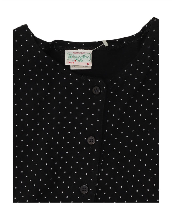 BENETTON Womens Blouse Top UK 10 Small Black Polka Dot Vintage Benetton and Second-Hand Benetton from Messina Hembry 