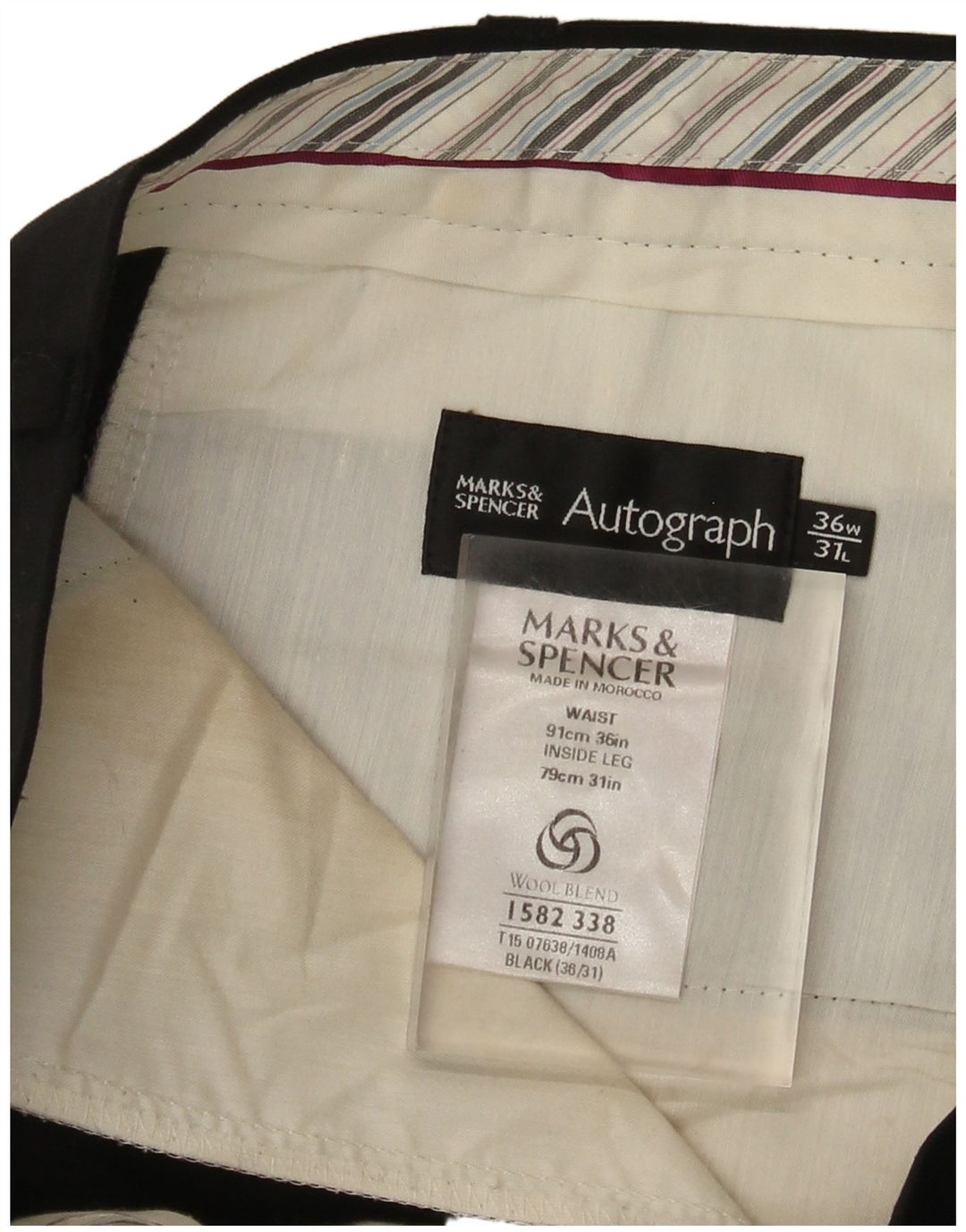 Męskie spodnie garniturowe Marks & Spencer Autograph W36 L31 czarne