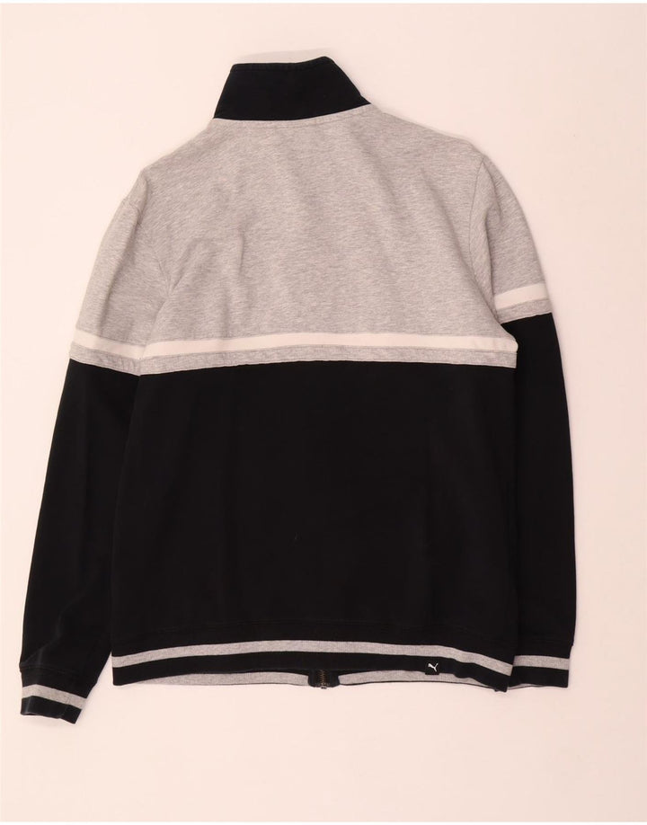 Męska kurtka dresowa PUMA, mała, szara, bawełniana w bloki kolorów