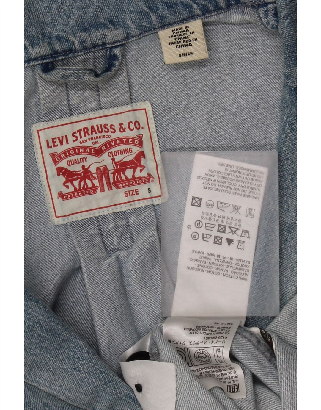 Damski płaszcz dżinsowy Levi's w trudnej sytuacji, oversize UK 10, mały, niebieski, bawełniany