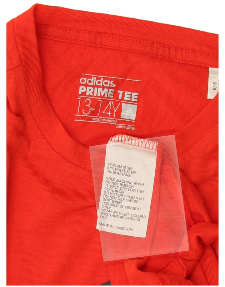 Chłopięca koszulka Adidas Climalite z grafiką, 13-14 lat, czerwona, poliester