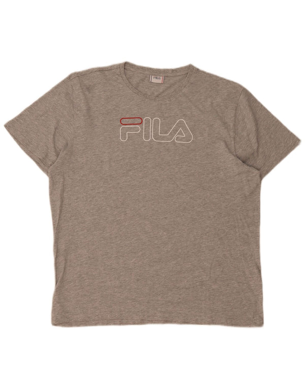 Męski T-shirt z grafiką Fila, duży, szary, nakrapiany
