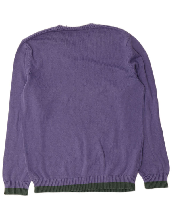 US Polo Assn. Męski sweter z okrągłym dekoltem XL, fioletowa, bawełniana w bloki kolorów