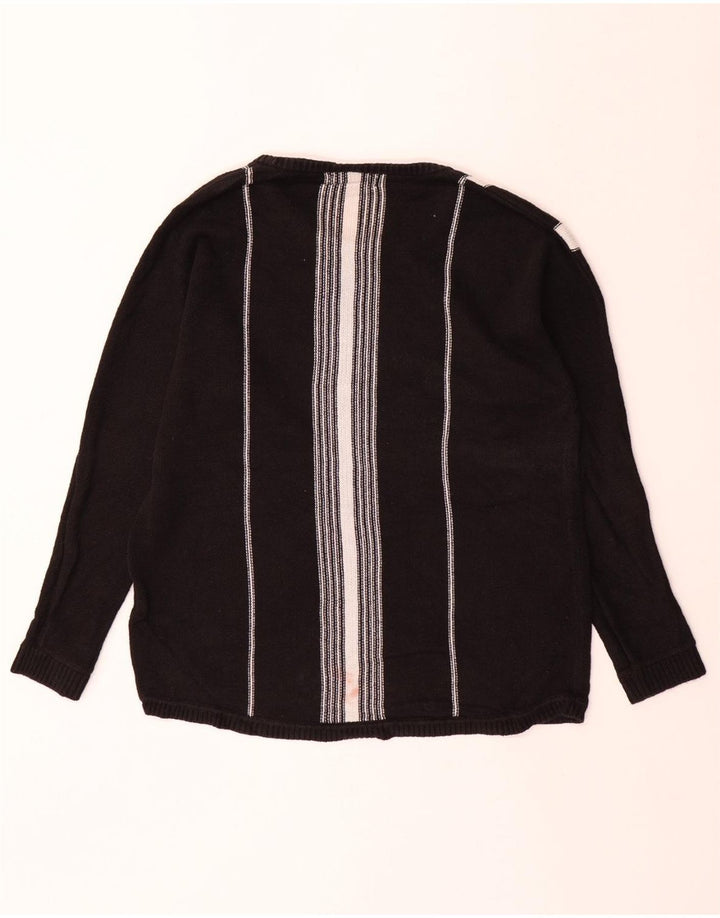 CALVIN KLEIN Męski sweter z dekoltem w łódkę, bawełniany, w średnie czarne paski