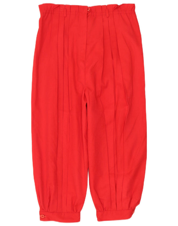 Damskie spodnie Capri z wysokim stanem i wysokim stanem VINTAGE W28 L18 Czerwony poliester