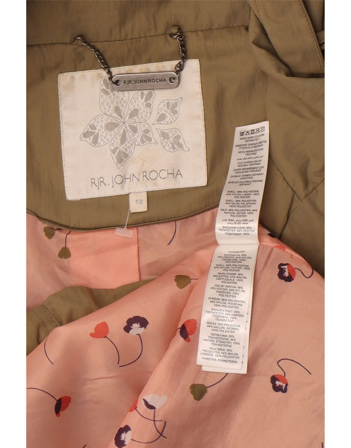 Damska kurtka parka z kapturem John Rocha UK 12, średni khaki, poliester