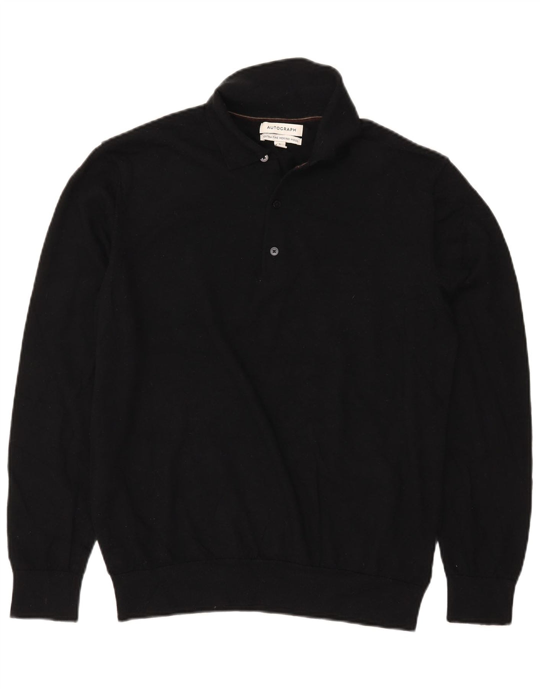 Marks & Spencer Męski sweter polo z autografem, duży, czarny