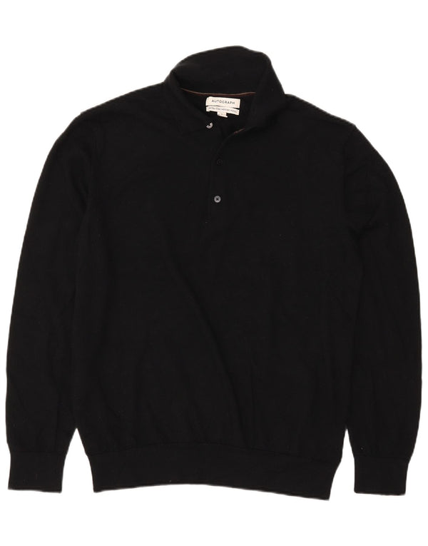 Marks & Spencer Męski sweter polo z autografem, duży, czarny