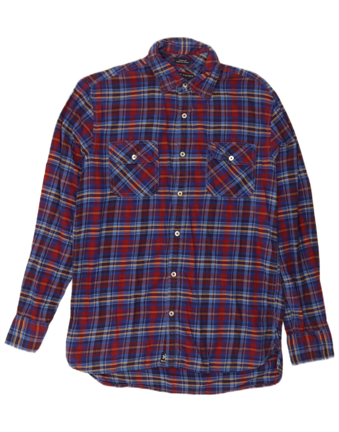 Męska koszula flanelowa Tommy Hilfiger o dopasowanym kroju, bawełniana w średnią niebieską kratkę