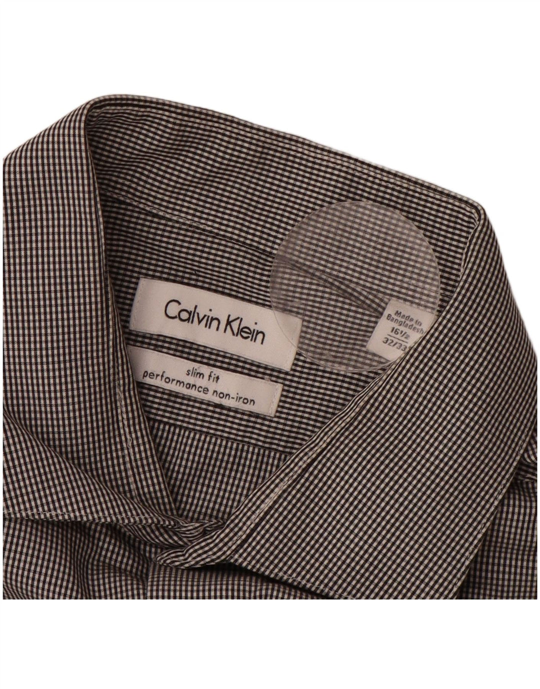CALVIN KLEIN Mens Slim Fit Shirt Size 16 1/2 Large Grey Check