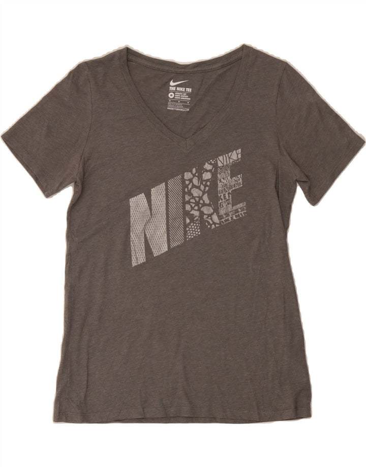 NIKE Womens Graphic T-Shirt Top UK 12 Medium Grey Cotton Vintage Nike and Second-Hand Nike from Messina Hembry 