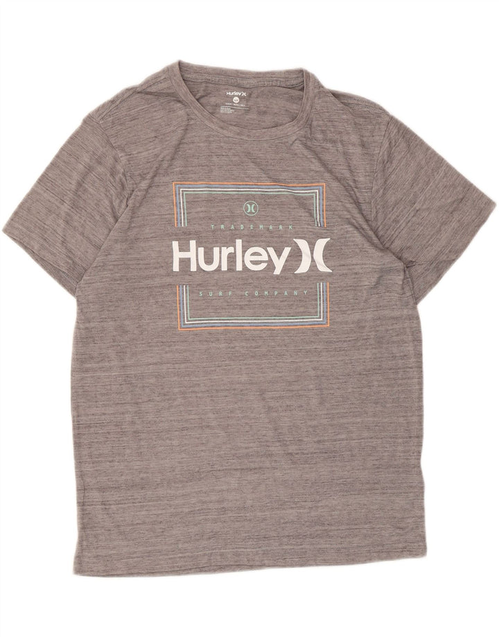 Męski T-shirt z grafiką Hurley Top, średni szary, poliester