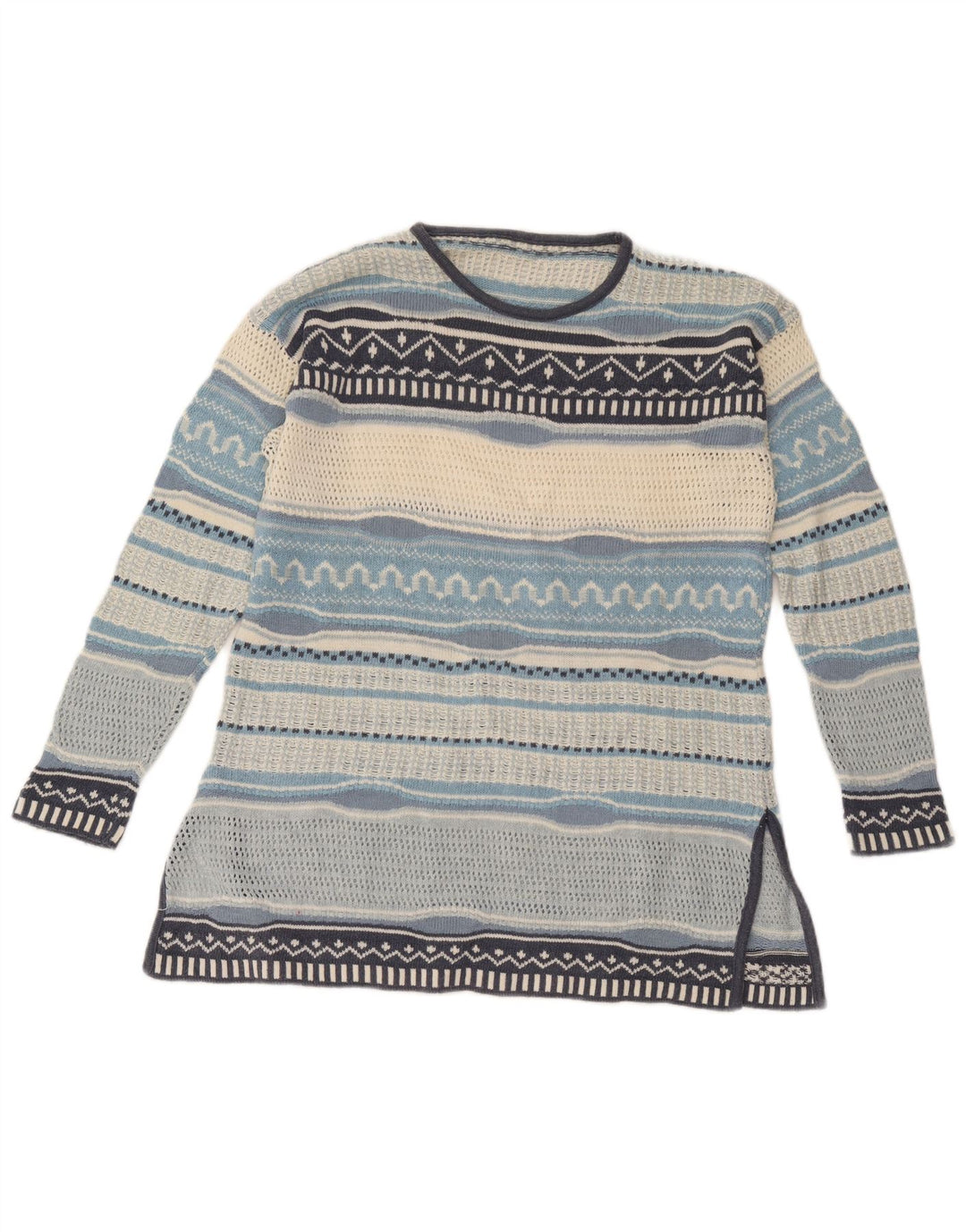 Sweter damski w stylu vintage z dekoltem w łódkę, UK 12, średnie, wielokolorowe paski
