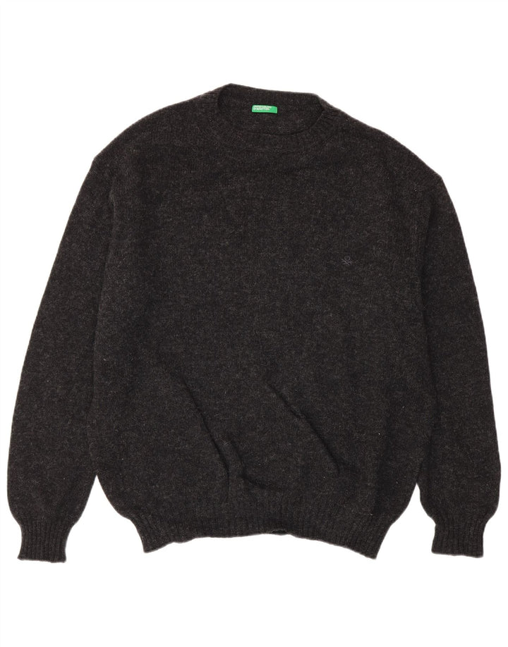 Męski sweter z okrągłym dekoltem Benetton XL, szary, nakrapiany