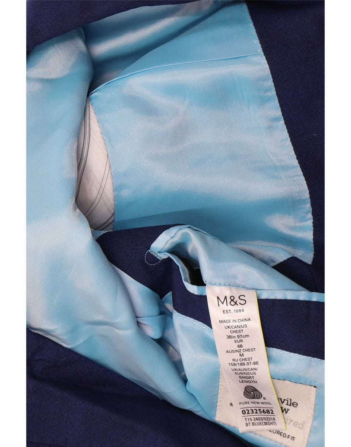 Marks & Spencer Męska marynarka zapinana na 2 guziki UK 38 Średnioniebieska wełna