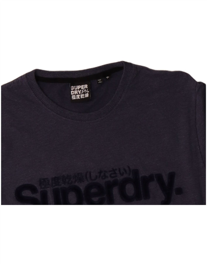 SUPERDRY Męski T-shirt z grafiką, góra XL, niebieska bawełna