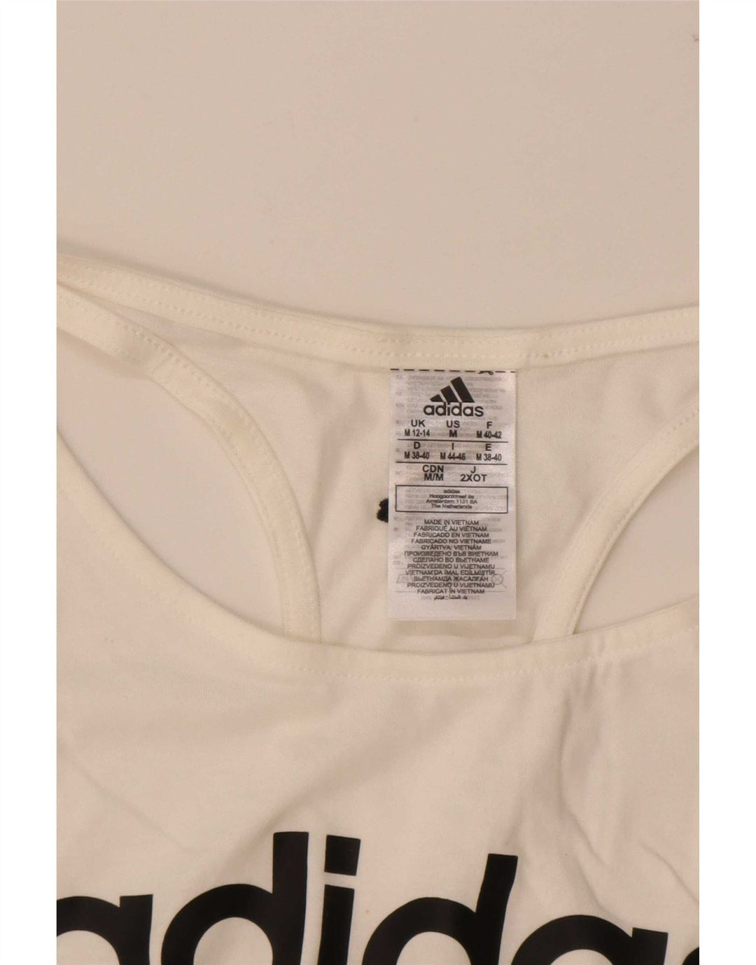 Damska kamizelka graficzna Adidas Top UK 12/14 Średnia biała bawełna