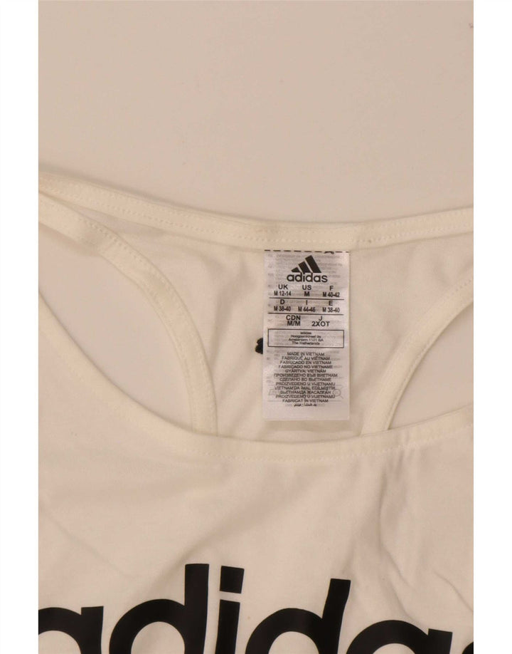 Damska kamizelka graficzna Adidas Top UK 12/14 Średnia biała bawełna