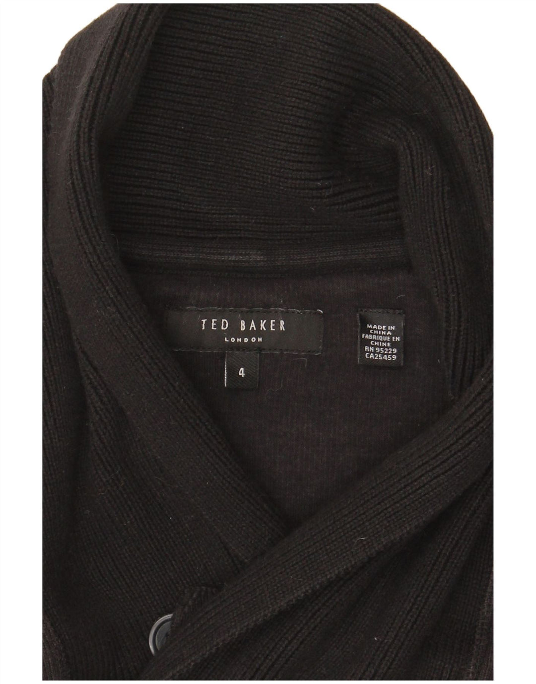 Męski sweter Ted Baker z szalowym dekoltem, rozmiar 4, duży, czarny