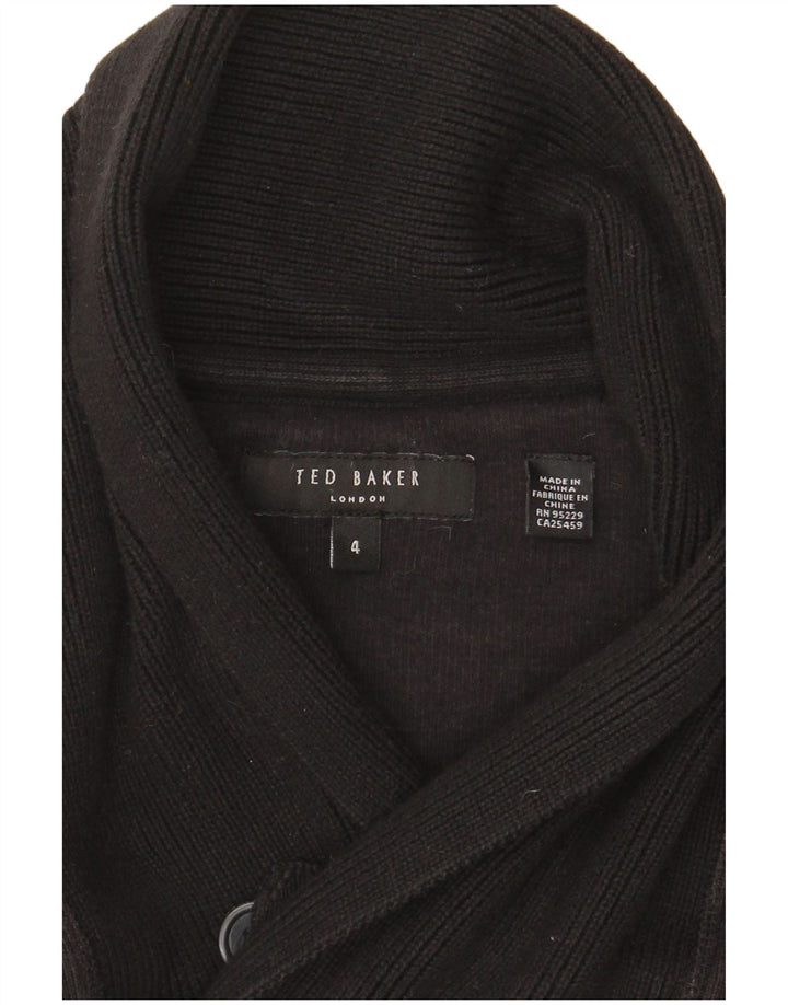 Męski sweter Ted Baker z szalowym dekoltem, rozmiar 4, duży, czarny