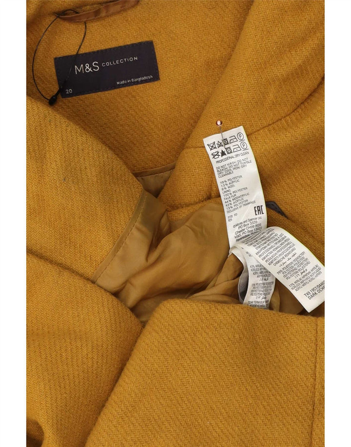 Marks & Spencer Damski płaszcz z kapturem i kapturem UK 20 2XL Żółty poliester