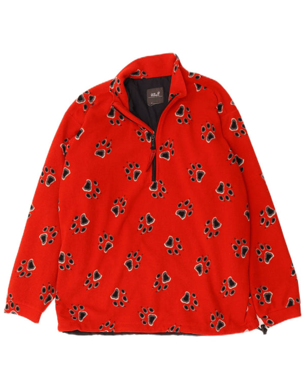Męski sweter polarowy Jack Wolfskin z graficznym zamkiem i średnim czerwonym nadrukiem zwierzęcym
