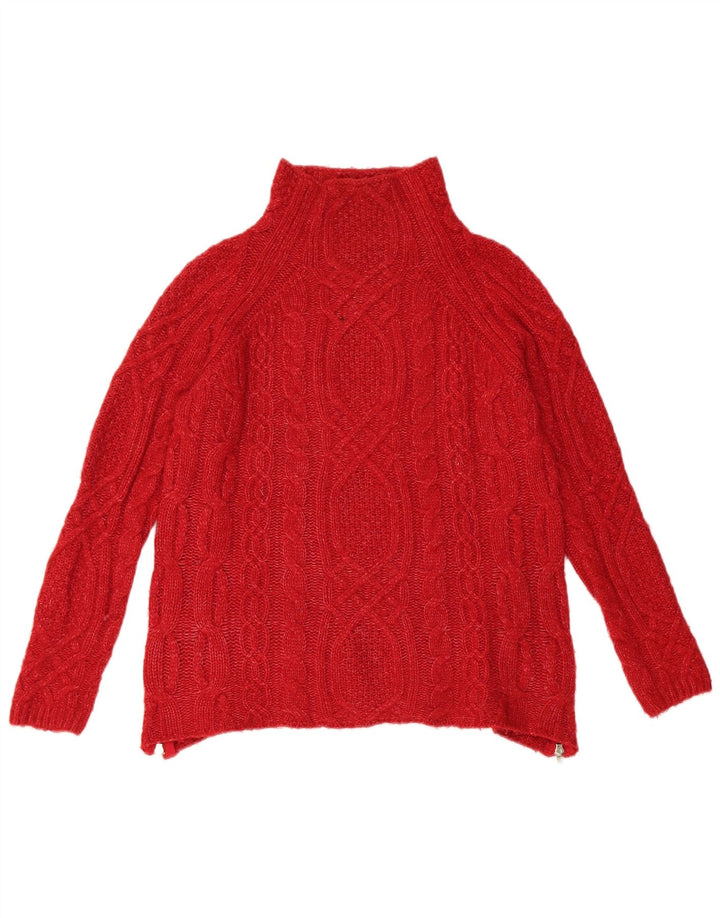 Sweter damski Zara z golfem UK 10, mały, czerwony akryl